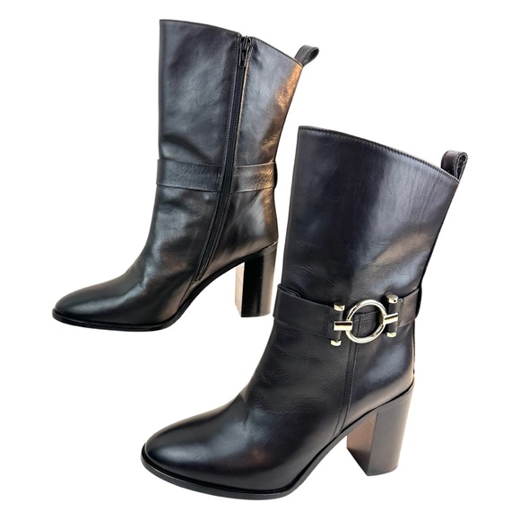 Napoleoni Made In Italy Genuine Leather Heels Boots With Hardware Ankle Size:9.5 - Picture 5 of 16